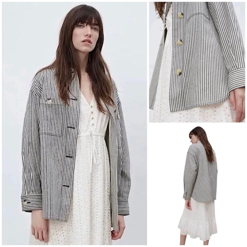 NWT ZARA Stripped Cotton Overshirt